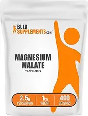 BulkSupplements.com Magnesium Malate Powder - Magnesium Supplement, Magnesium Malate 400mg - Pure & Gluten Free, 2500mg (400mg Magnesium) per Serving, 1kg (2.2 lbs) (Pack of 1)