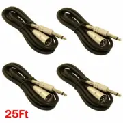 4 25FT XLR 3-Pin Male to 6.35mm 1/4" Mono Male Mic Microphone Sound Audio Cable