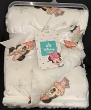 NEW Disney Baby Minnie Mouse Soft Plush Baby Blanket - 30x40” - White
