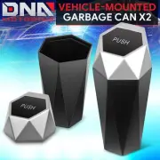 2X Car Mini Trash Box Portable Dustbin Vehicle Waste Garbage Bin Holder Silver