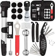 16Pcs Bike Tire Repair Tool Kit, Multi-Function Bike Tool, Air Pump, Tire Patches, Bike Wrenches, Bike Crank Puller, Bike Repair Accessories for Repair Maintenance