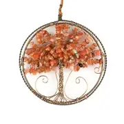 Red Agate Gemstone Reiki Healing Crystal Tree of Life Hanging Ornament Hand Made
