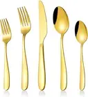 60-Piece Gold Silverware Set, CXJY Stainless Steel Flatware Set for 12, Kitchen