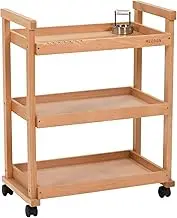 MEEDEN Art Supplies Storage Cart, 3-Tier Solid Beech Wood Studio Taboret With Caster Wheels, Multifunctional Rolling Utility Organizer for Studio, Classroom