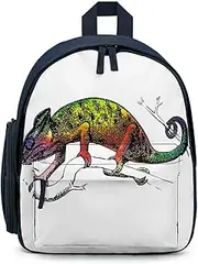 [Pt'amour] Kids School Backpack Small Lightweight Preschool Backpack for Toddlers Boys Girls Lizard Chameleon