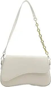 [Wedhapy] White Shoulder Bag Shoulder Bag, 9.7x6x2.3 PU Small White Shoulder Bag with Magnetic Buckle, Underarm Bag with Removable Straps Y2K Trendy White Purse for Women