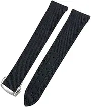 [BKUANE] 19mm 20mm 21mm Nylon Fabric Cowhide Watchband，For Omega Moonwatch Speedmaster Planet Ocean AT150 Aqua Terra Watch Strap