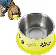 PETISH Spaniel Bowl for Long Ear Dog - Ergonomic Personalized Custom Design Bowls, NO Tip Stainless Dish (Medium (17oz - 6.3 x 5.3 x 3.0inch), Banana Yellow)