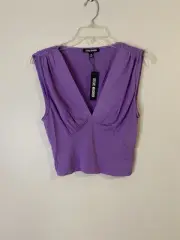 Steve Madden V-Neck Purple Crop Top Size Small 95%modal New With Tags
