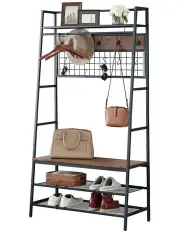 [IHOMDEC] 5-In-1 Hall Tree with Storage Bench and Hooks in Brown