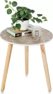 Small round Side Table: Boho End Tables for Living Room Bohemian Accent
