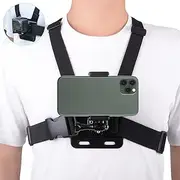 Mobile Phone Chest Strap Mount Harness Strap Holder Shoulder Vest Mount Bracket Adapter for Action Camera POV Compatible with Phone Models（JPL031）