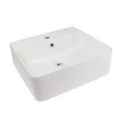 460*425*155mm Gloss White Ceramic Rectangle Wall Hung/Above Counter Basin One Tap Hole