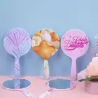 with Handle Handheld Makeup Mirror Round Cosmetic Mirror Home