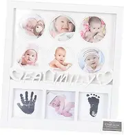 Kisangel Footprint and Handprint Picture Frame Growth Milestone Wall Frame for Newborns Family Keepsake Display for Cherishing First Year