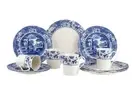 Spode Blue Italian Brocato 12 Pc Dinnerware Service Set 4 Mugs Dinner Salad NEW