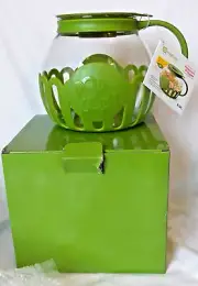 Ecolution Micro-Pop 3 Qt Green Microwave Popcorn Popper Glass new in box