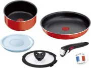 Tefal Ingenio NEO 5 Pc Non Stick Cookware Set Red T-fal Pans and Handle