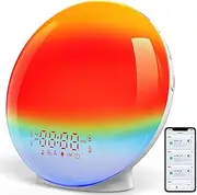 Daylight Alarm Clock, Radio Alarm Clock, Wake Up Light, App Control, Sunrise Sunset Simulation, 11 Colour Light, 20 Brightness, 7 Natural Sounds, 4 Alarms, Snooze Function, Bedside Lamp