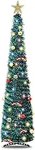 UONNO 5Ft Prelit Christmas Tree Pop Up Pencil Tree with 50 Color Lights Ball Ornament Holiday Xmas Party Decorations (Peacock Blue)