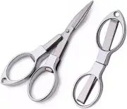 2 Pieces Stainless Steel Scissors Anti-Rust Folding Scissors Glasses-Shaped Mini