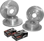 4 x Slotted & Drilled Front & Rear Disc Brake Rotors + Pads for Holden Commodore Calais Statesman Caprice One Tonner Berlina Crewman Monaro V2 VT VU VX VY VZ WH WK WL V6 3.6L 3.8L V8 5.0L 1997 to 2007