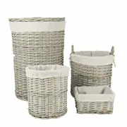 Clevinger 4Pcs Wicker Storage Baskets With Liner Set Bathroom Laundry Home Toy Colth AU