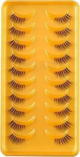Clear Band Half False EyeLashes Natural Look Wispy Cat Eye Short Fake lashes Russian Strip Lashes D/DD Curl Natural Faux Mink Eye Lashes(AZM01)