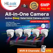 6MP Hilook By Hikvision : 4K NVR 8 Channels+4TB HDD+5 pcs. IP Camera Color