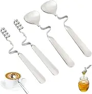 Pack of 4 Honey Spoons, Jam Spoons, Honey Spoon, Stainless Steel, Honey Spoon with Spiral, Hanging Jam Spoon for Jam, Syrup, Yoghurt