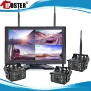 Digital Wireless 10.1" Quad Monitor Split Screen 3x Backup Reversing Camera Kit