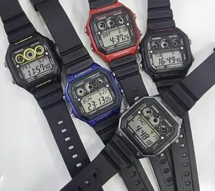 南◇現 CASIO 手錶 軍用錶 AE-1300 10年電力 黑桃紅黃藍銀色 世界時間 電子錶 卡西歐 防水