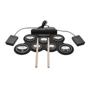 7 Pads Electric Drum Set ,Portable Roll Up Drum Practice Pad Drum Kit with Drum Pedals Drum Sticks, Gift for Kids Adults black