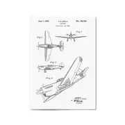 Airplane Patent Vintage Minimal Man Cave Wall Art #7