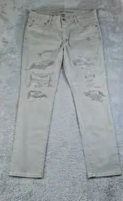 American Eagle NEW Mens Jeans Airflex+ 36/32 Light Gray Destroy Wash Slim