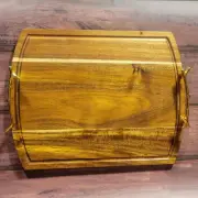 Artisan Acacia Wood Charcuterie/Serving Board With Gold Painted Branch Handles