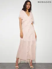 Monsoon Pink Renata Ruffle Maxi Dress (AM3435) | $288