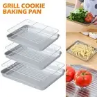 Square Baking Pan Tray Removable BBQ Tray Multipurpose Wire Rack Grilling Tool