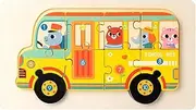 Meindin School Bus Puzzles - Educational Fire Truck Puzzles,Cute Cruise Ship Toys, Children Brain Teaser for Fine Motor Skills, Shape Cognition Ability