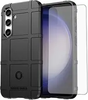 [Asuwish] Phone Case for Samsung Galaxy S24 5G with Tempered Glass Screen Protector Cover and Slim Thin Hard Mobile Film Rugged Protection Cell Accessories Protective S 24 24S GS24 G5 Women Men Black