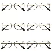 6 PK Square Metal Frame Mens Reading Glasses Classic Readers Fashion Eyeglasses
