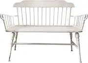 Outdoor Park Bench Rural Style White Outdoor Bench with Backrest, 47.2-inch Vintage Wrought Iron, 2-Person Leisure Seat Patio Garden Bench