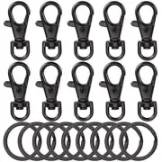 10 Sets Swivel Clasps Lanyard Snap Hook and Flat Key Rings Metal Hooks Key