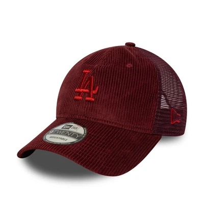 NEW ERA LA DODGERS CORD BASEBALL CAP.9TWENTY MAROON STRAPBACK CORDUROY HAT W25