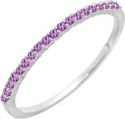[Dazzlingrock Collection] Round Amethyst Ladies Anniversary Stackable Wedding Band, 18K Gold