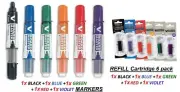 Pilot V BOARD WHITEBOARD MARKER- BLACK+BLUE+GREEN+RED+ORANGE+VIOLET + 6x REFILLS