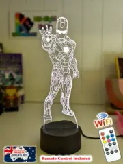 IRON MAN AVENGERS PERSONALISED 3D LED Night Light 7 Colour Change Room Lamp
