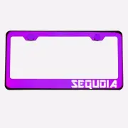 Purple Chrome License Plate Frame SEQUOIA Laser Etched Metal Screw Cap (for: Toyota)