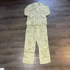 The Lazy Poet Emma Linen Zebra Green Two-Piece Pajama Dust Bag NWT Sz XL