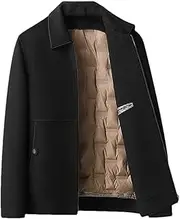 [SaoBiiu] Men Double-Sided Wool Winter Fashion Lapel Zipper Detachable Down Liner Short Overcoats